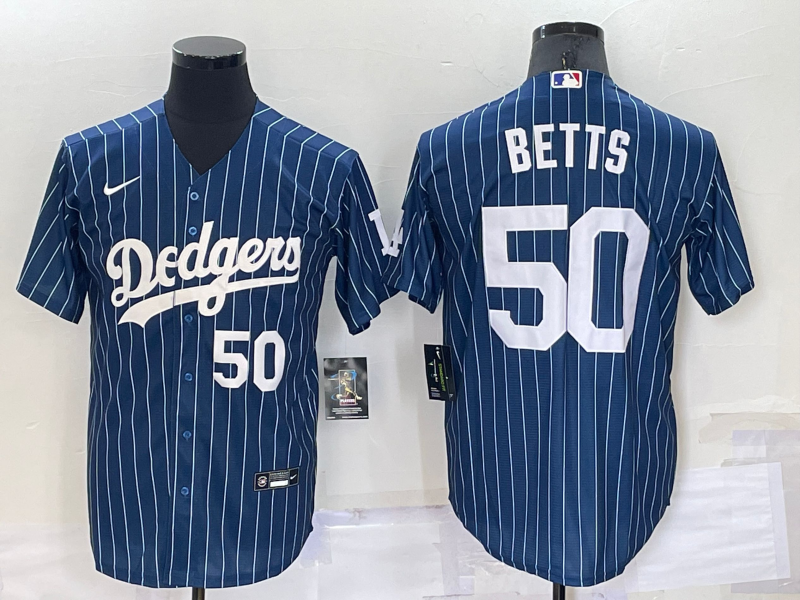 Men's Los Angeles Dodgers #50 Mookie Betts Navy Cool Base Stitched Baseball Jersey
